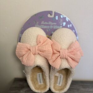 NEW Mellow & Mod Pink Bow Coquette Slippers MEDIUM 7/8